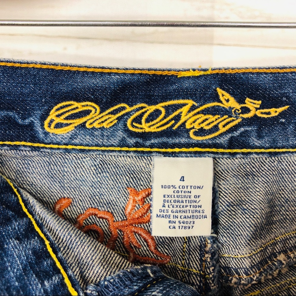 Old Navy Embroidered Pocket Jean Skirt Sz 4 - Picture 5 of 6